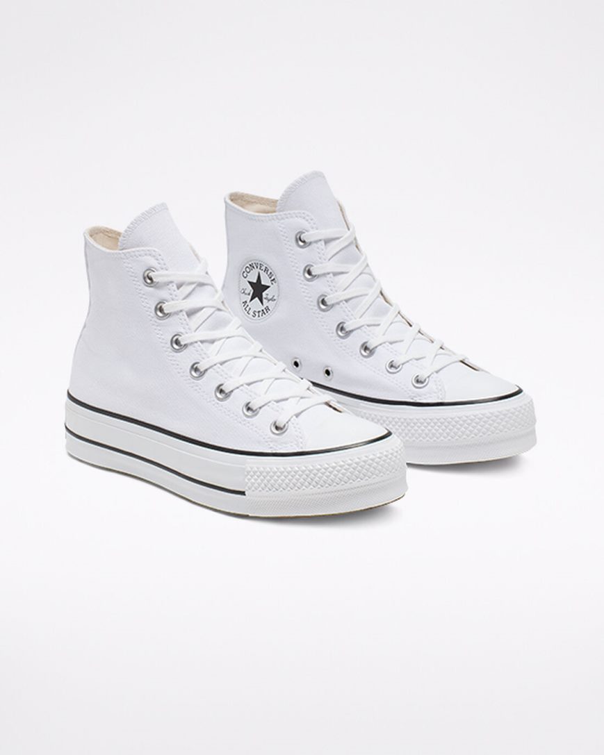 Pantofi Platforma Dama Converse Chuck Taylor All Star Lift Panza Inalti Albi Negrii Albi | RO AIK130176